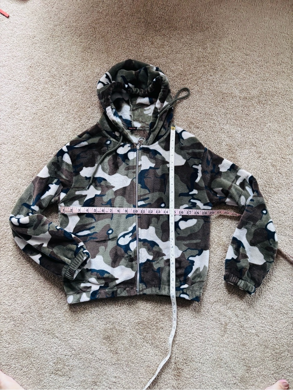 Camo Zip-Up Hoodie Jacket in Olive Green & Tan
